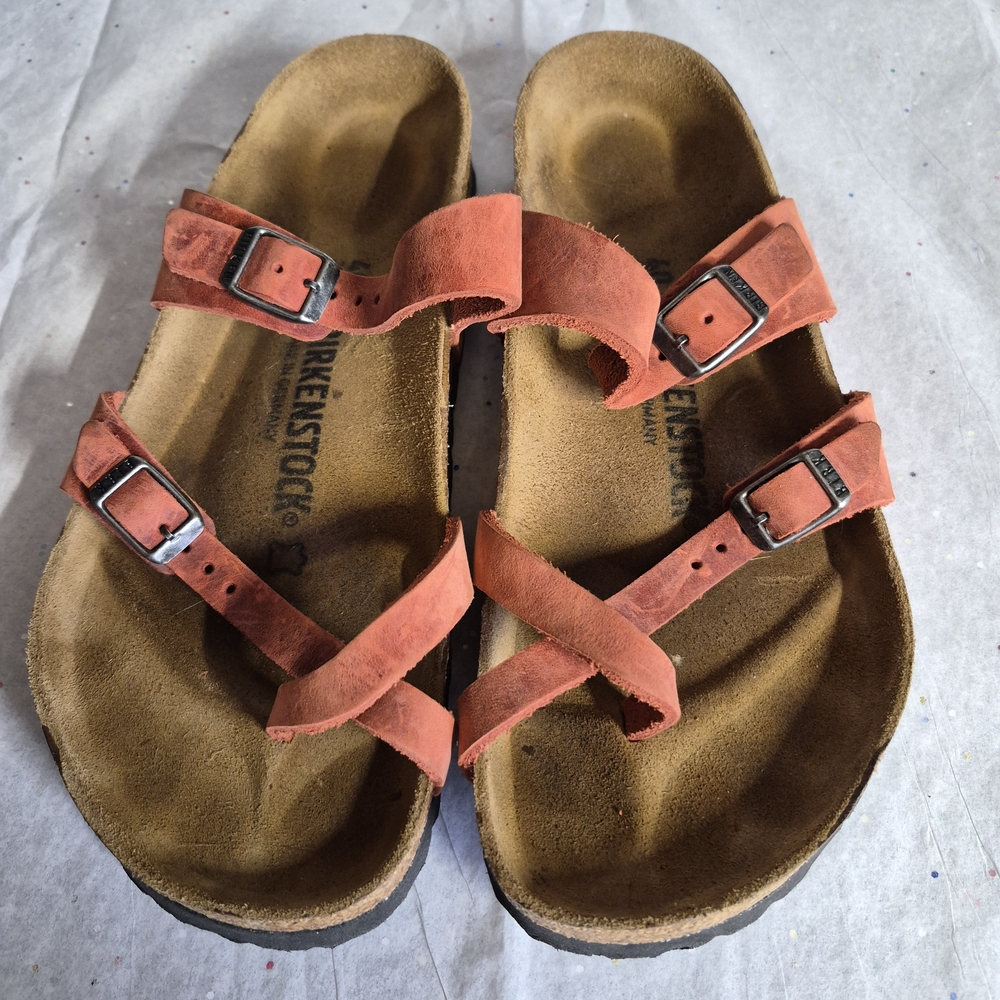 Birkenstock Mayari Suede Coral Pink Sandals Size 40 / 9